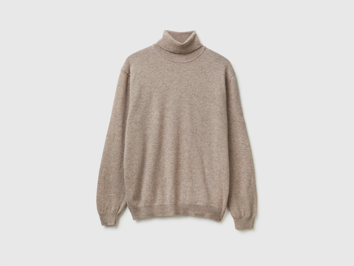 Camisola de gola alta tortora em pura lã Merino - ucb_image_FS