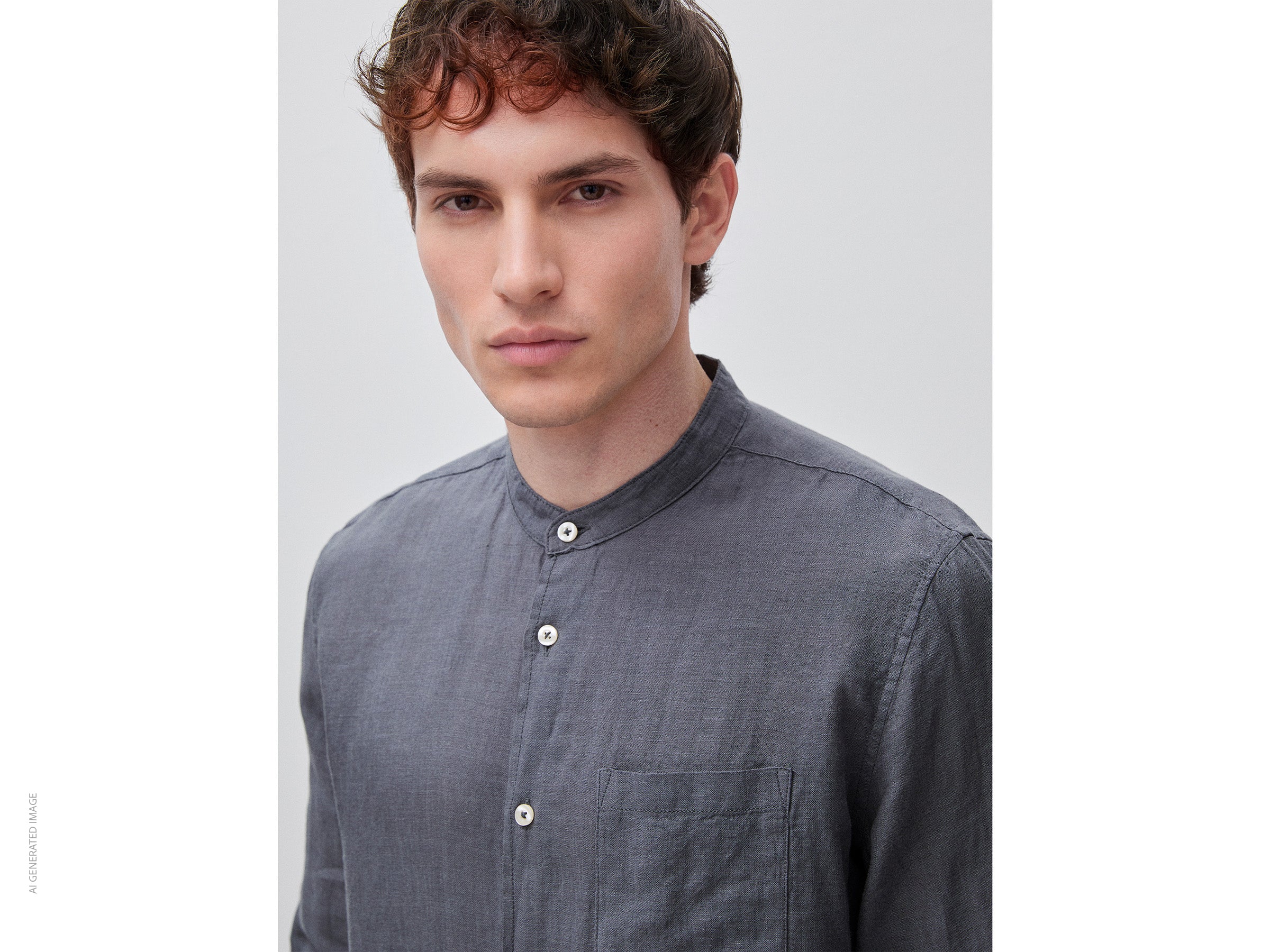 Camisa em linho puro gola coreana - ucb_image_FY