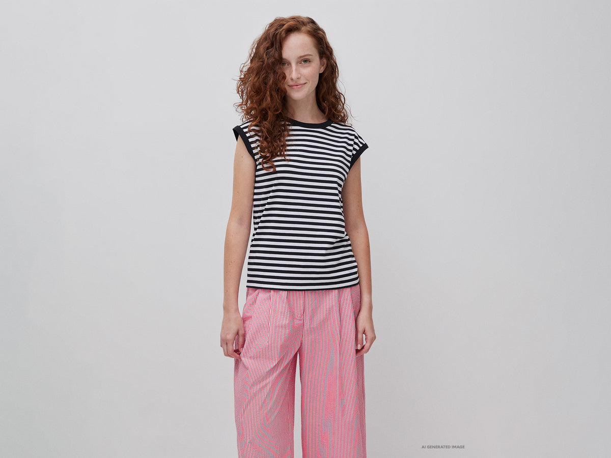 T-shirt sem mangas às riscas - ucb_image_F