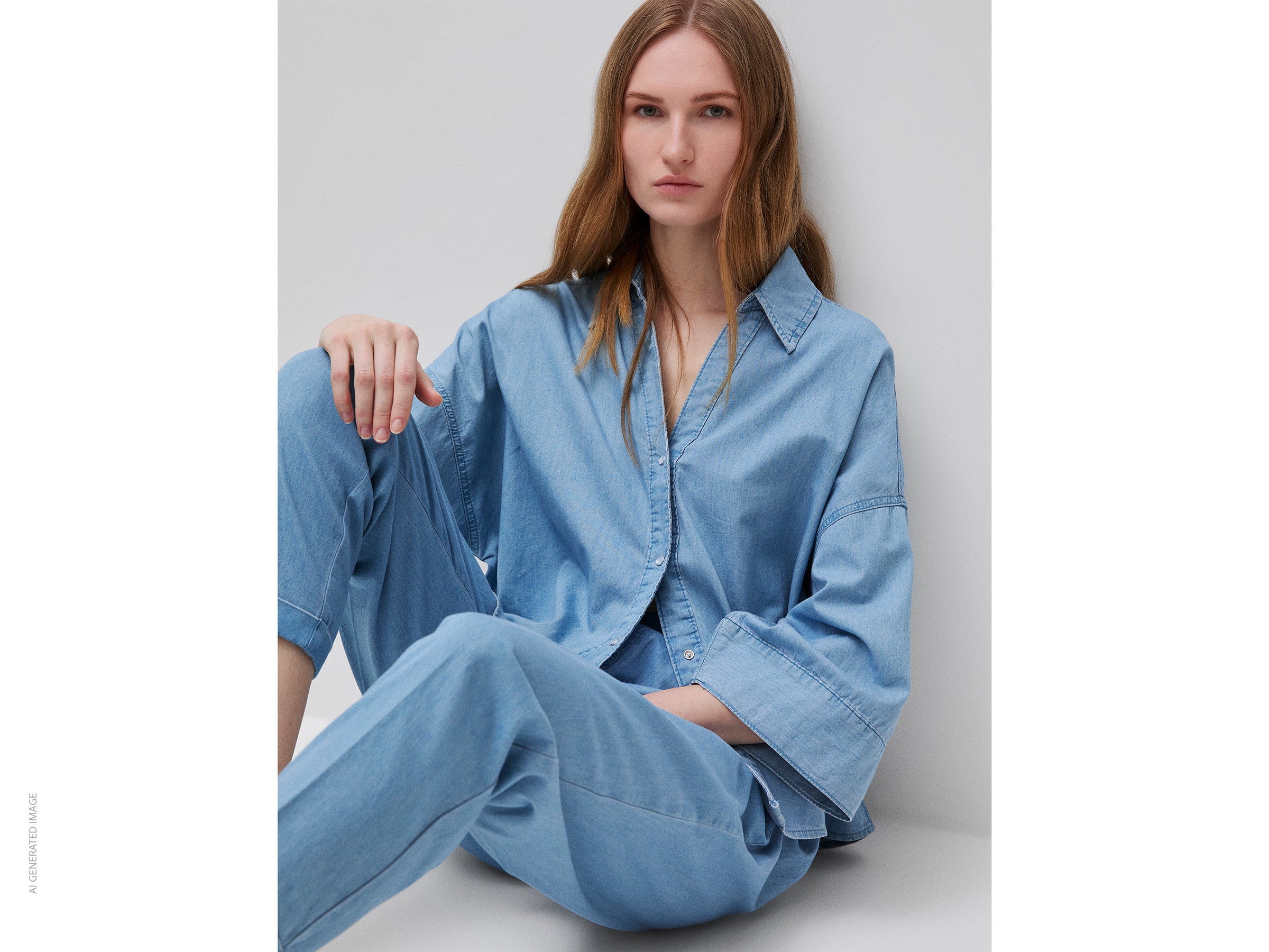 Camisa evasé em chambray - ucb_image_FY