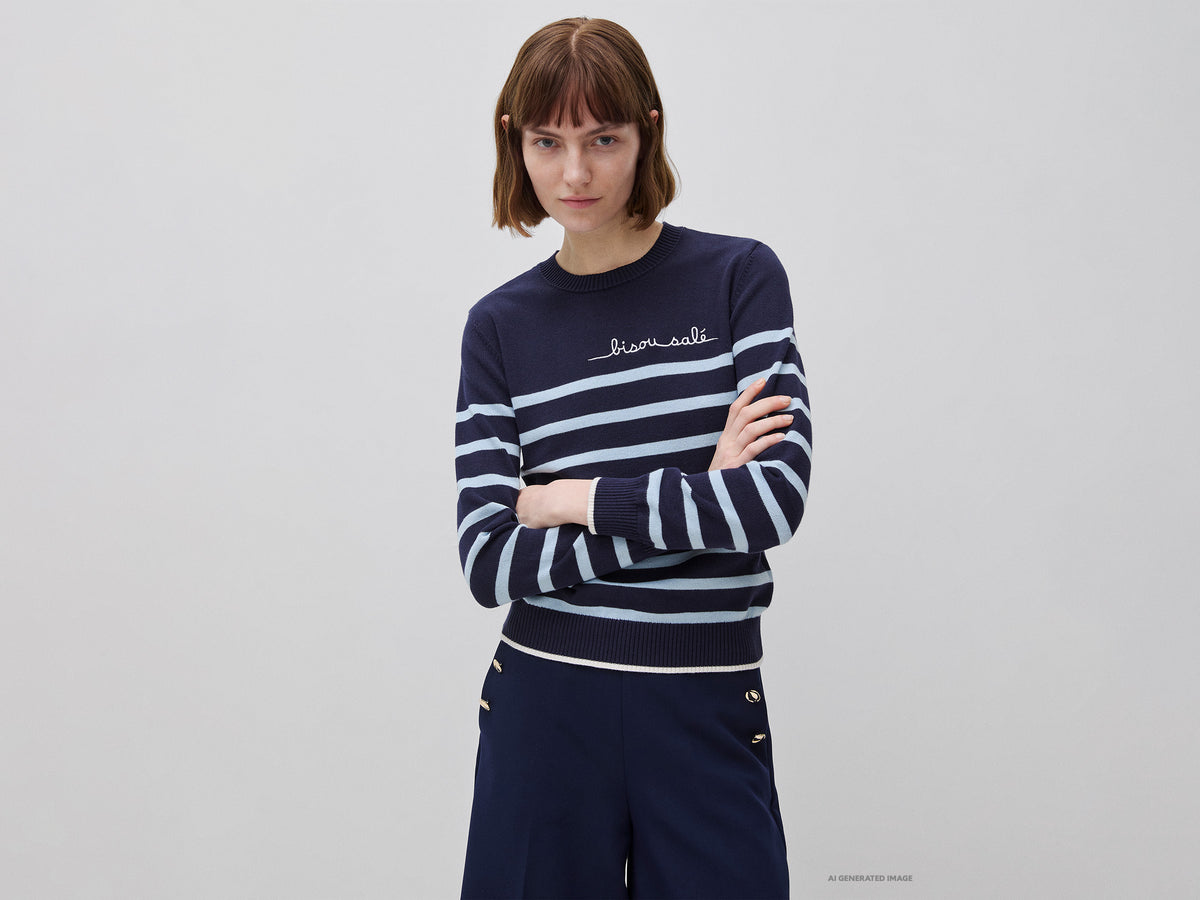 Camisola às riscas com texto bordado - ucb_image_F