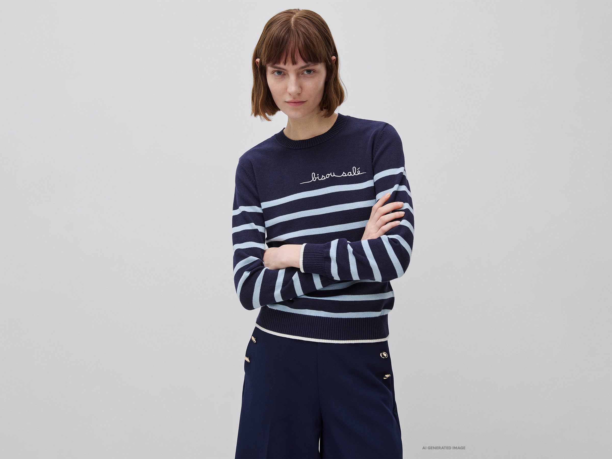 Camisola às riscas com texto bordado - ucb_image_F