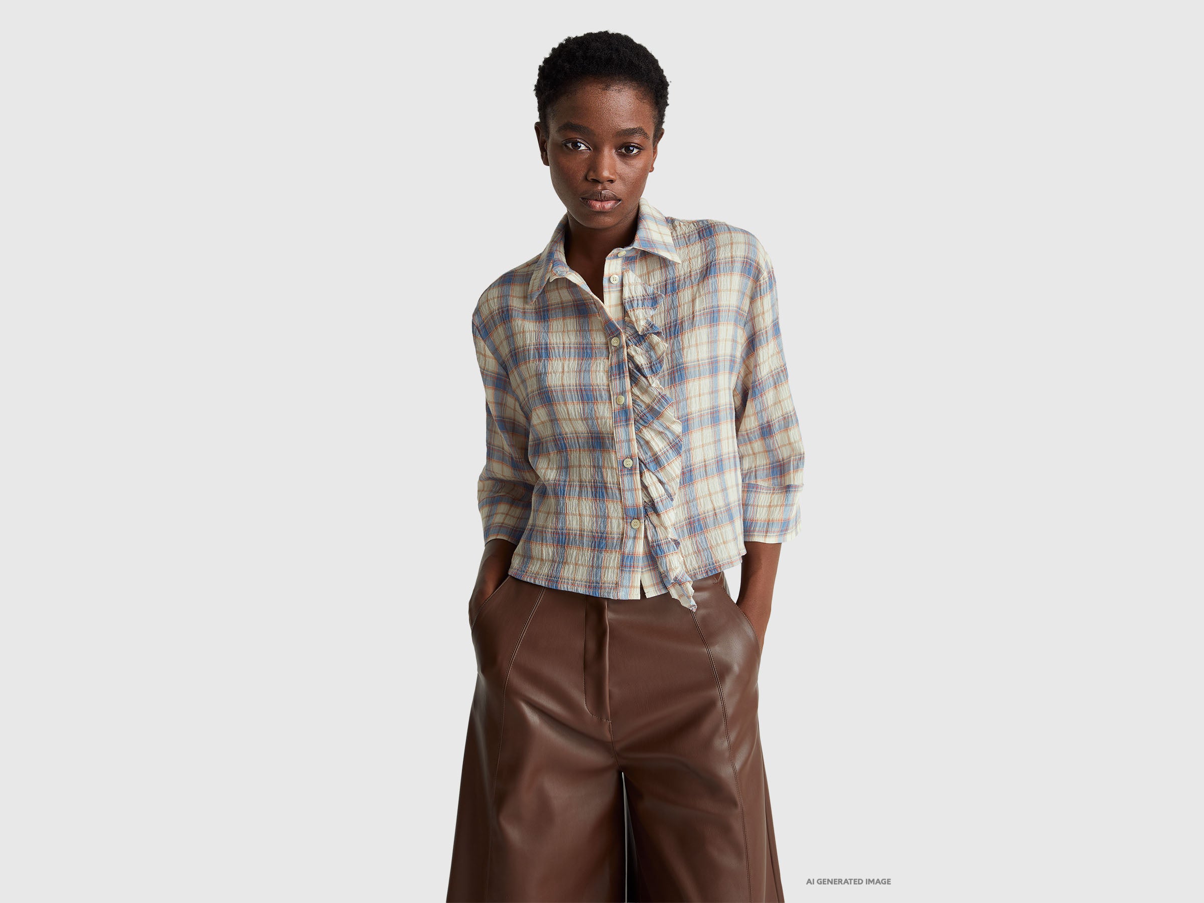 Camisa aos quadrados com folhos - ucb_image_F