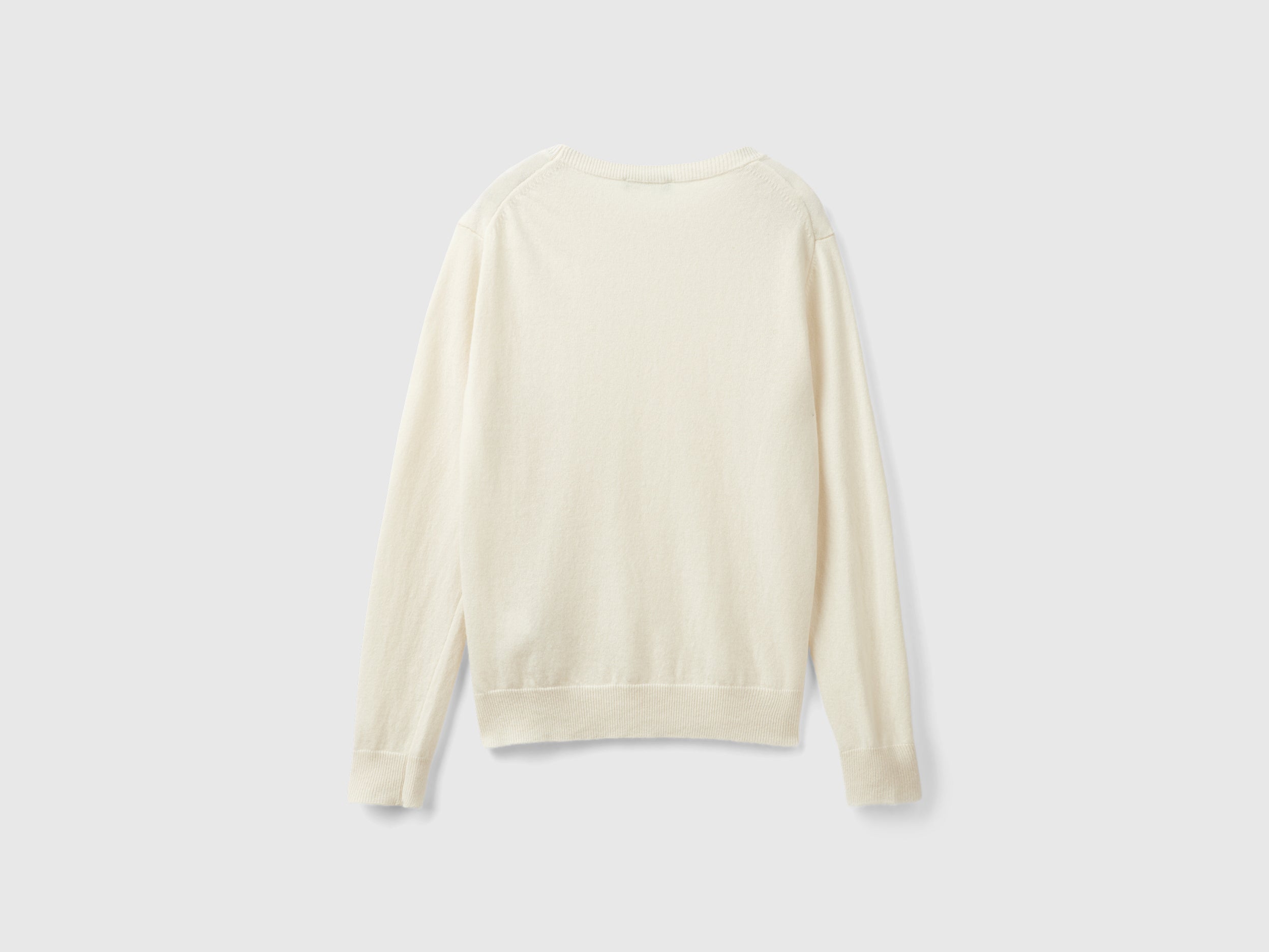 Cream crew neck sweater in pure Merino wool - ucb_image_BS