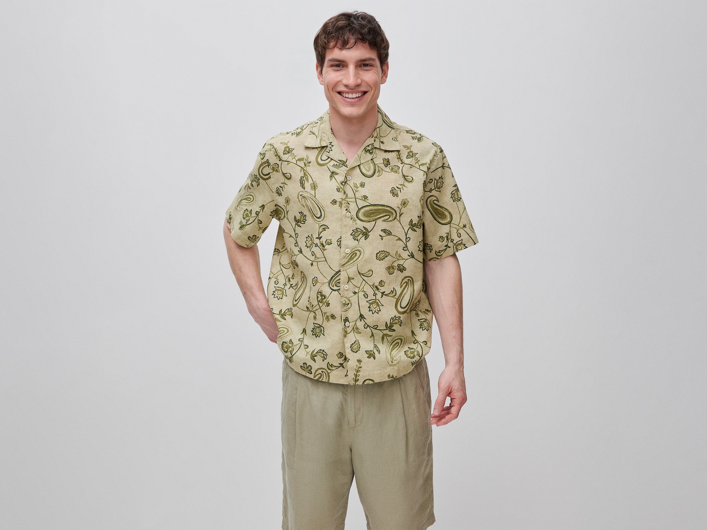 Camisa estampada em mistura de linho - ucb_image_F