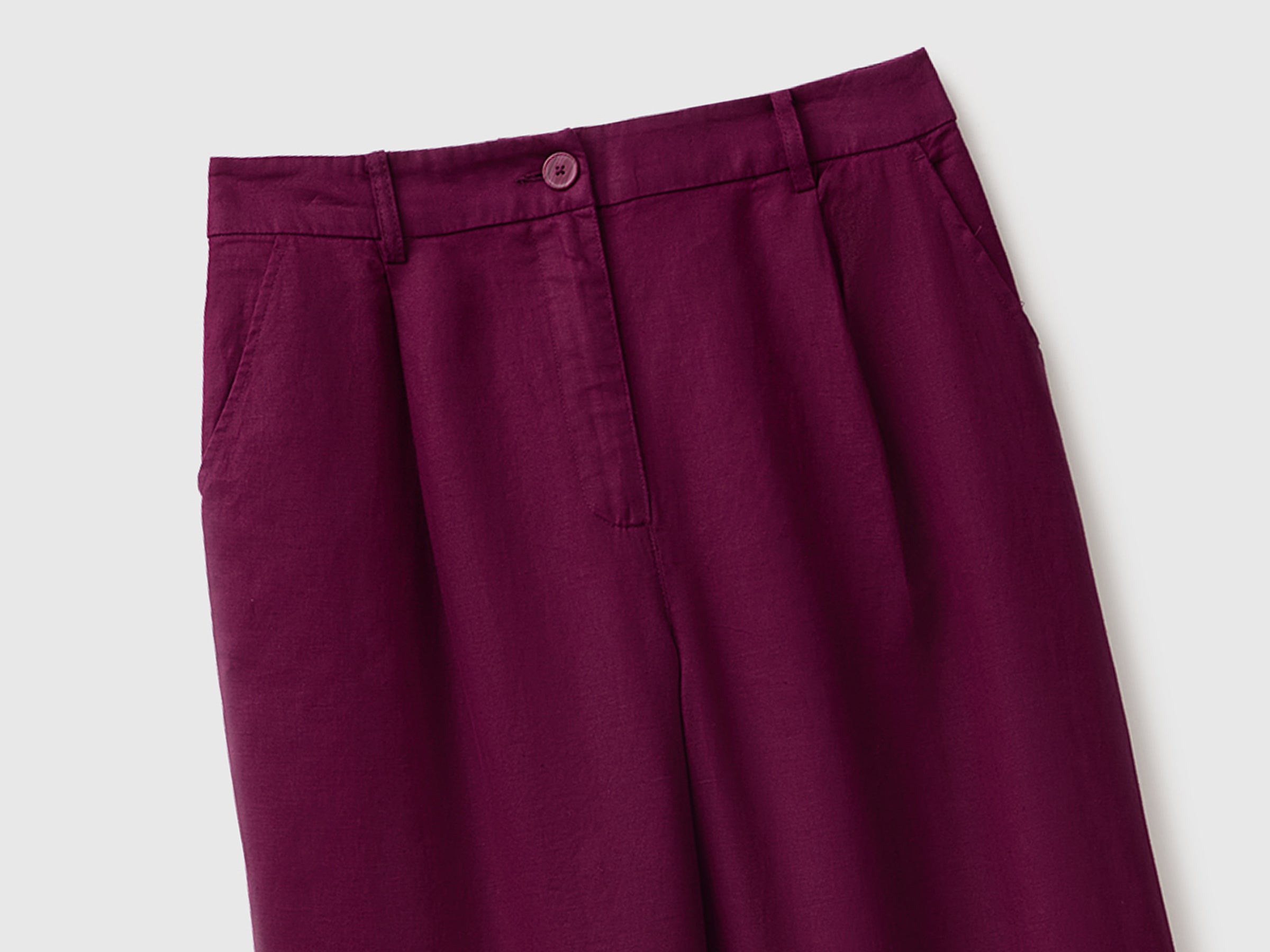 Calças de cintura subida em linho puro - ucb_image_FY