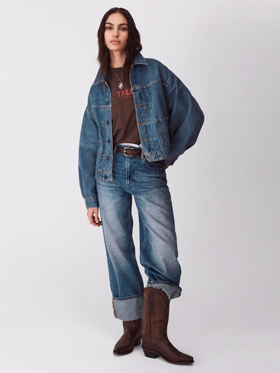 WOMEN / Jean's West / Jeans /
Vintage wash cropped cuffed jeans