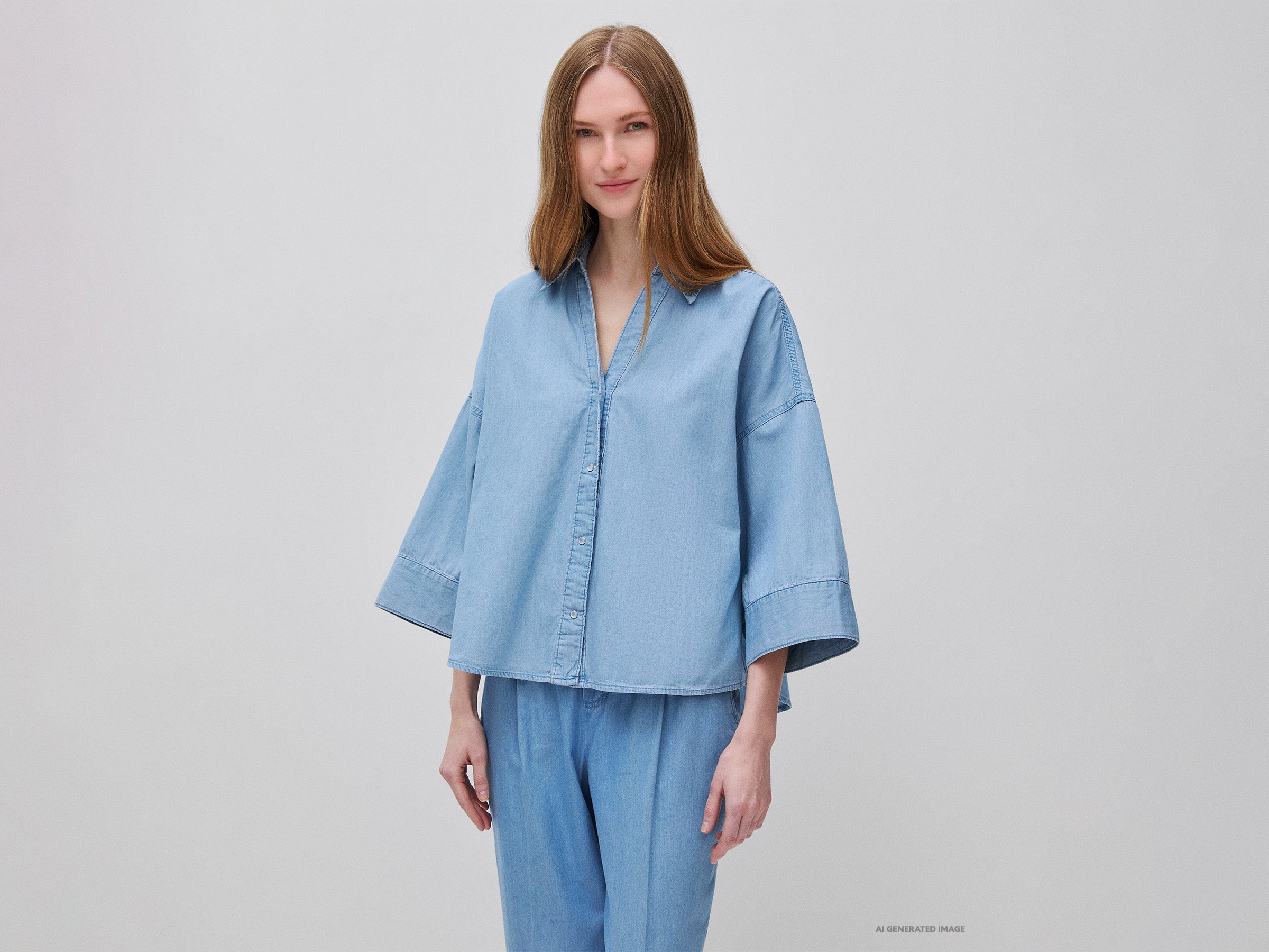 Camisa evasé em chambray - ucb_image_F