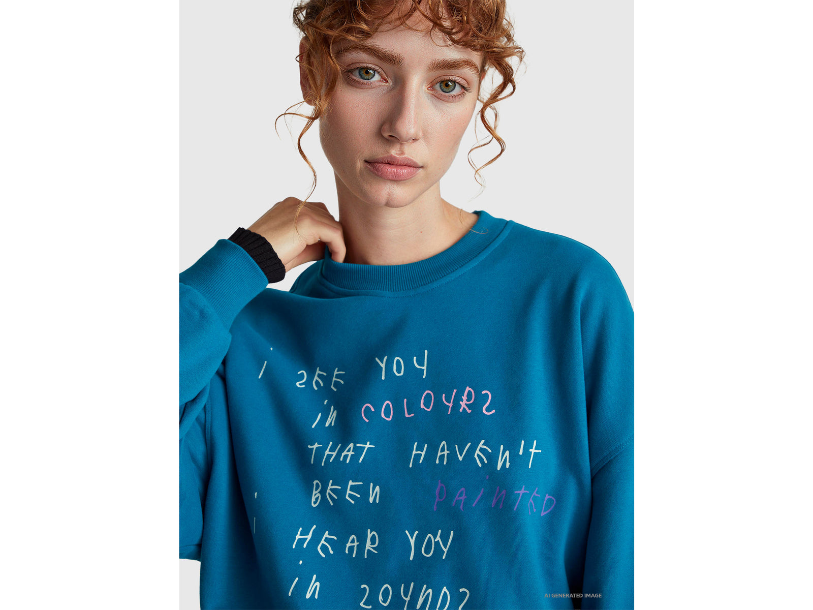 Teal sweatshirt with Coco Capitán embroidery