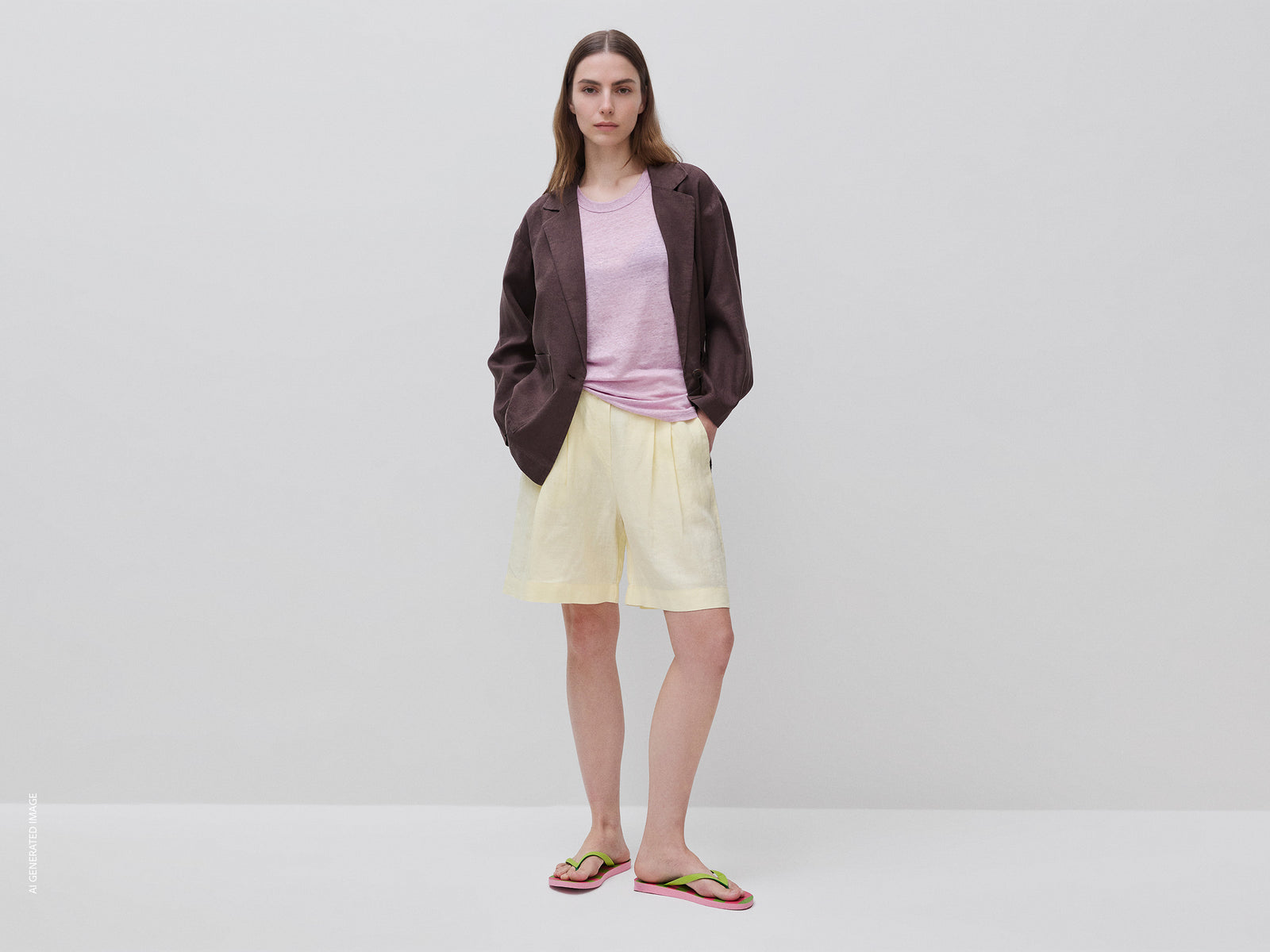 Pure linen Bermuda shorts