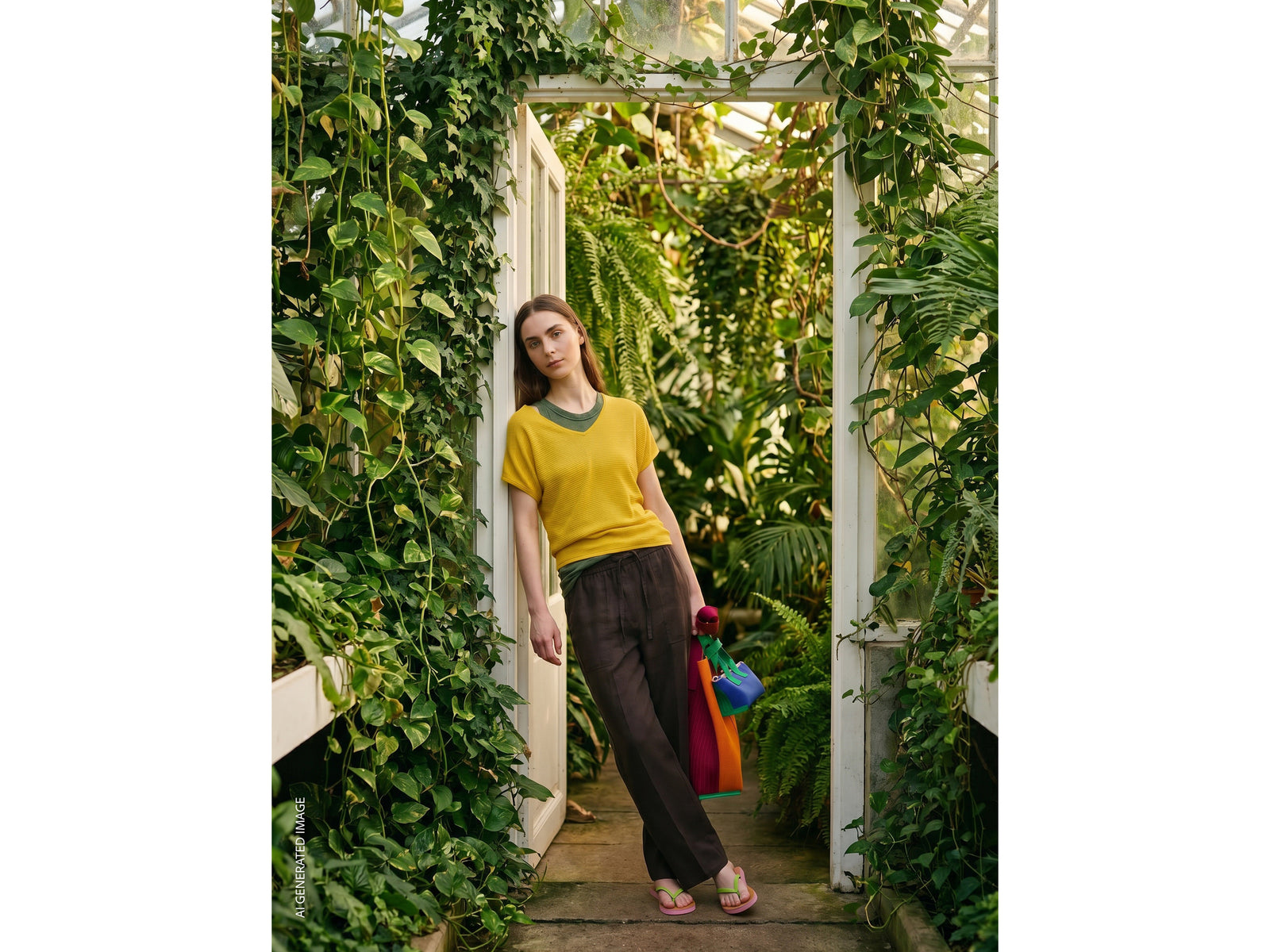 Pure linen trousers with elastic