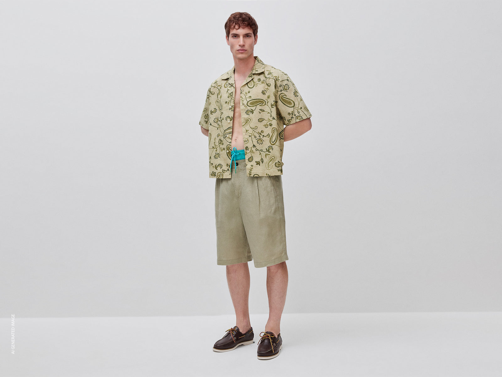 Pure linen Bermuda shorts