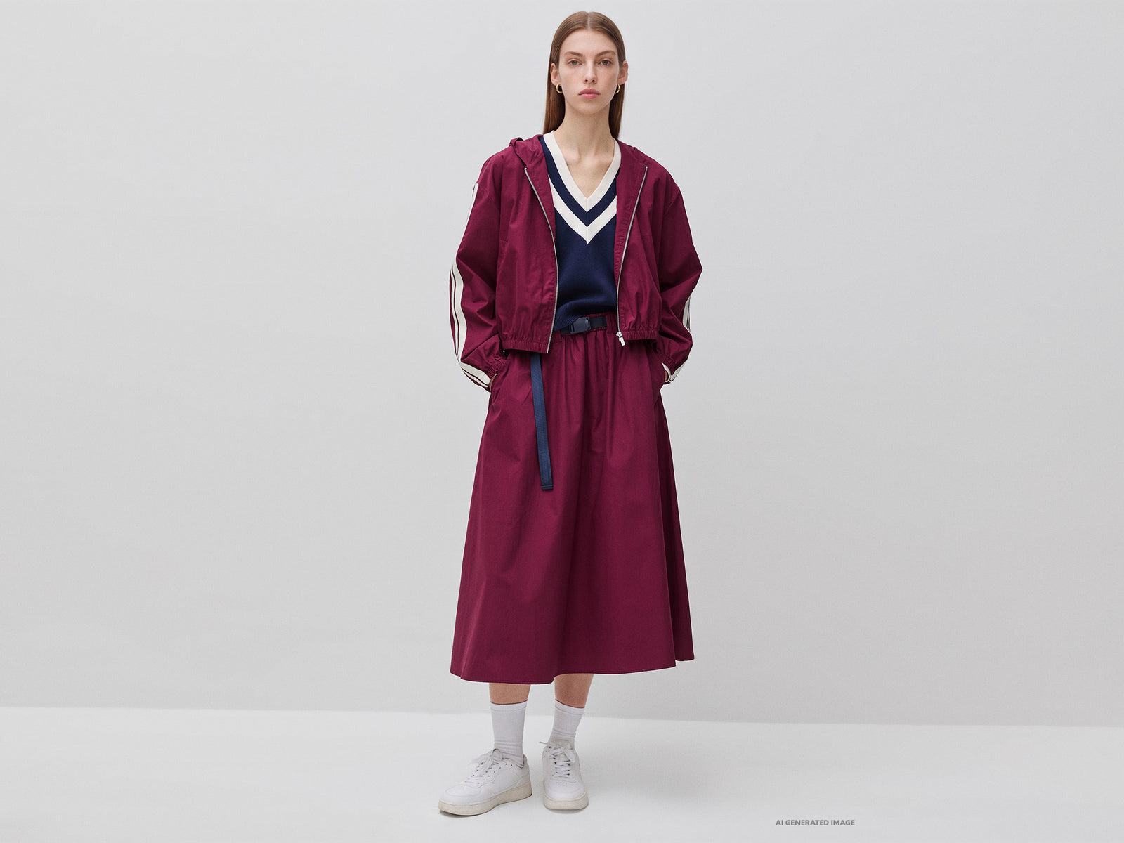 Midi skirt with hook waist