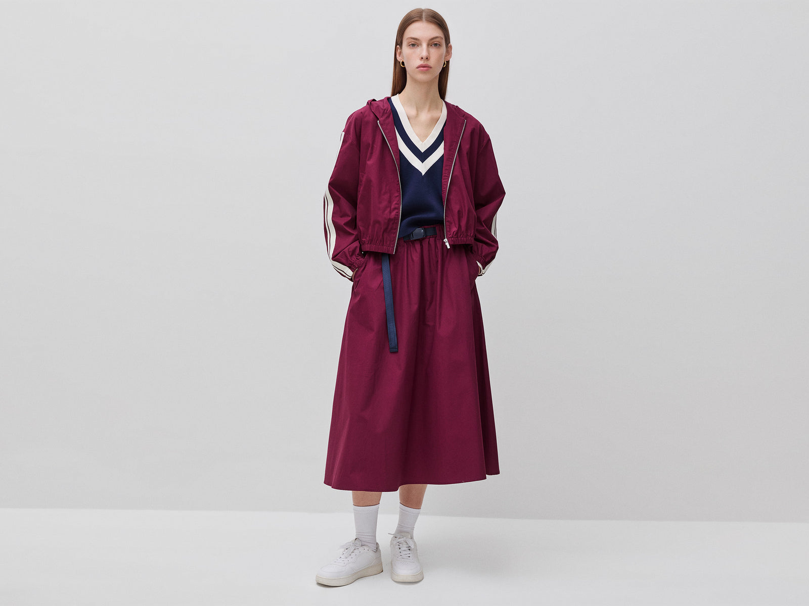 Midi skirt with hook waist