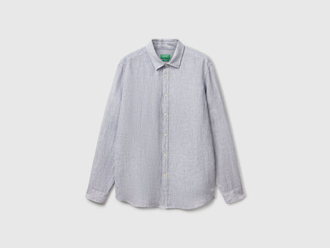 Camisa azul-escuro padrão em linho puro - ucb_image_FS