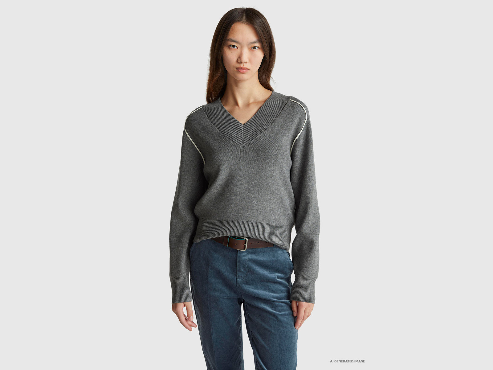 Camisola boxy fit com decote em V - ucb_image_F