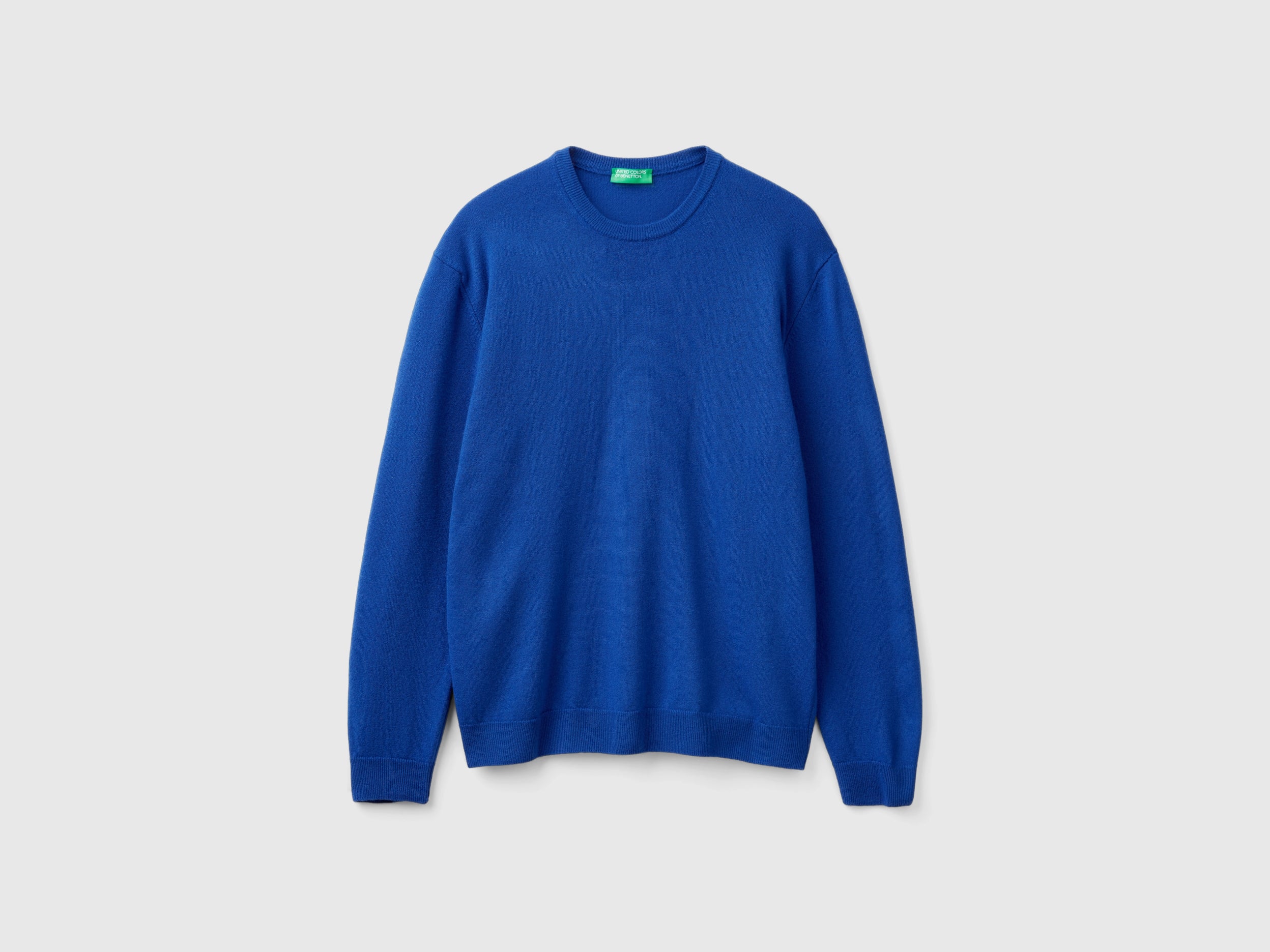Cardigã de gola redonda azul bluette em pura lã Merino - ucb_image_FS