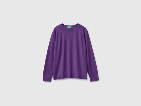 Camisola de gola redonda violeta em mistura de lã e caxemira - ucb_image_FS