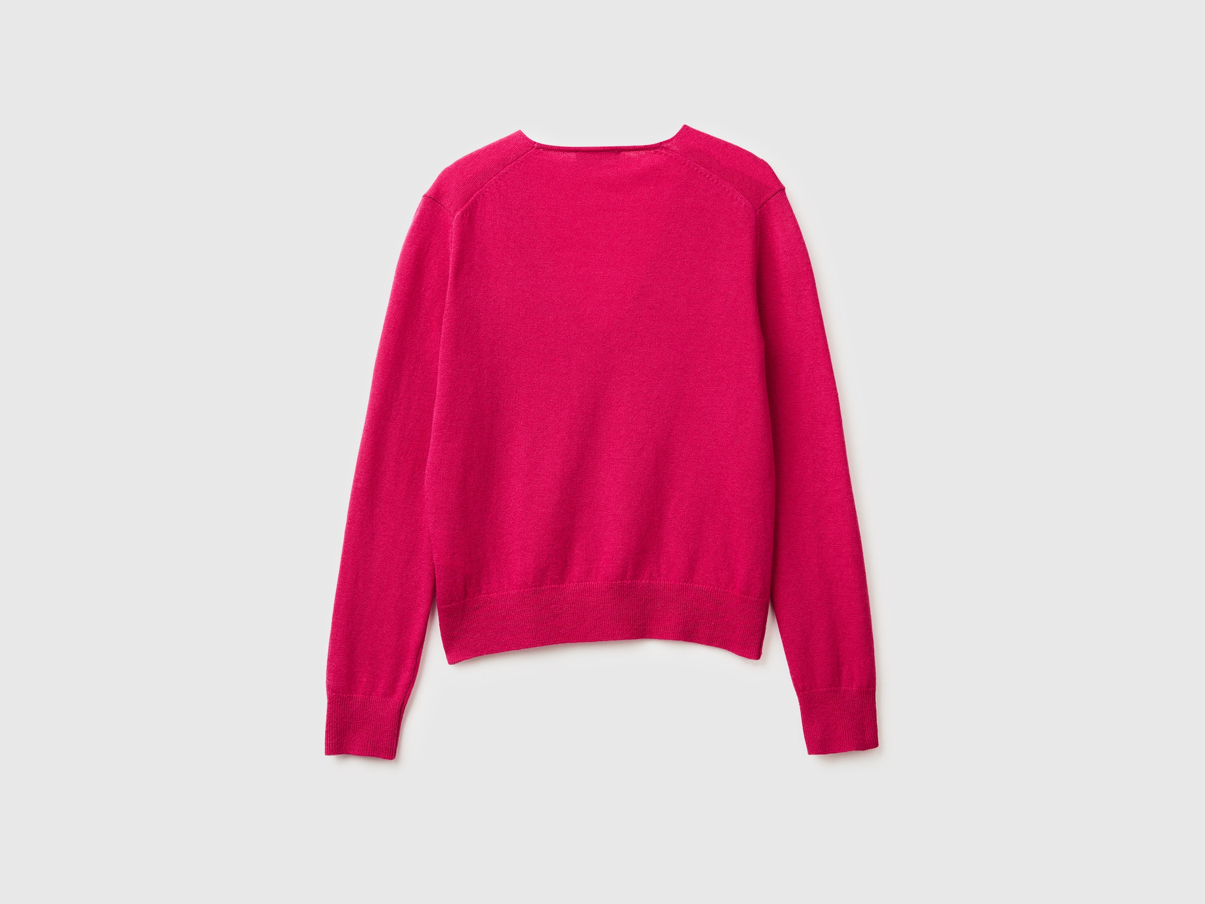 Camisola fúcsia com decote em V em pura lã Merino - ucb_image_BS