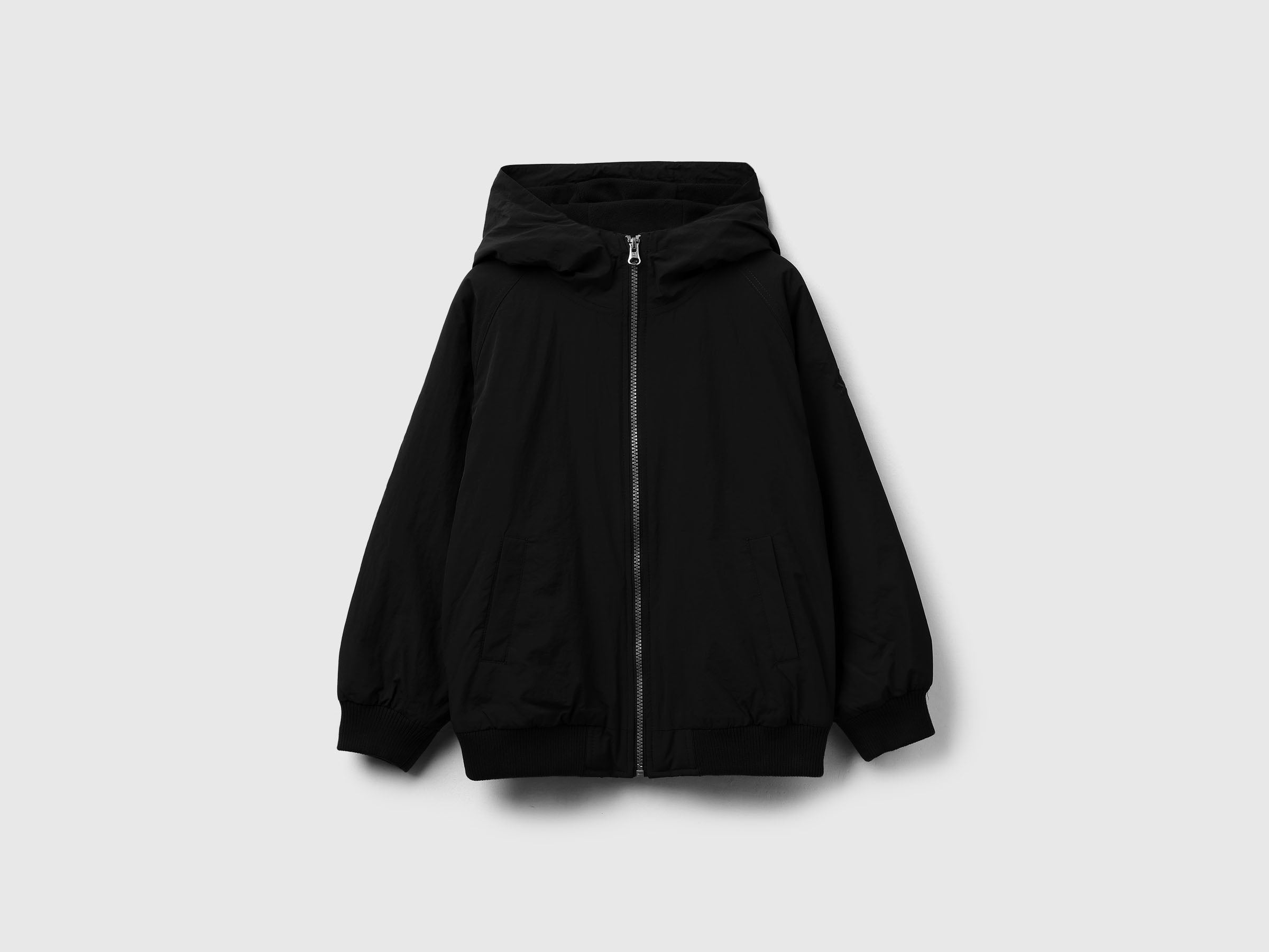 Nylon jacket with hood