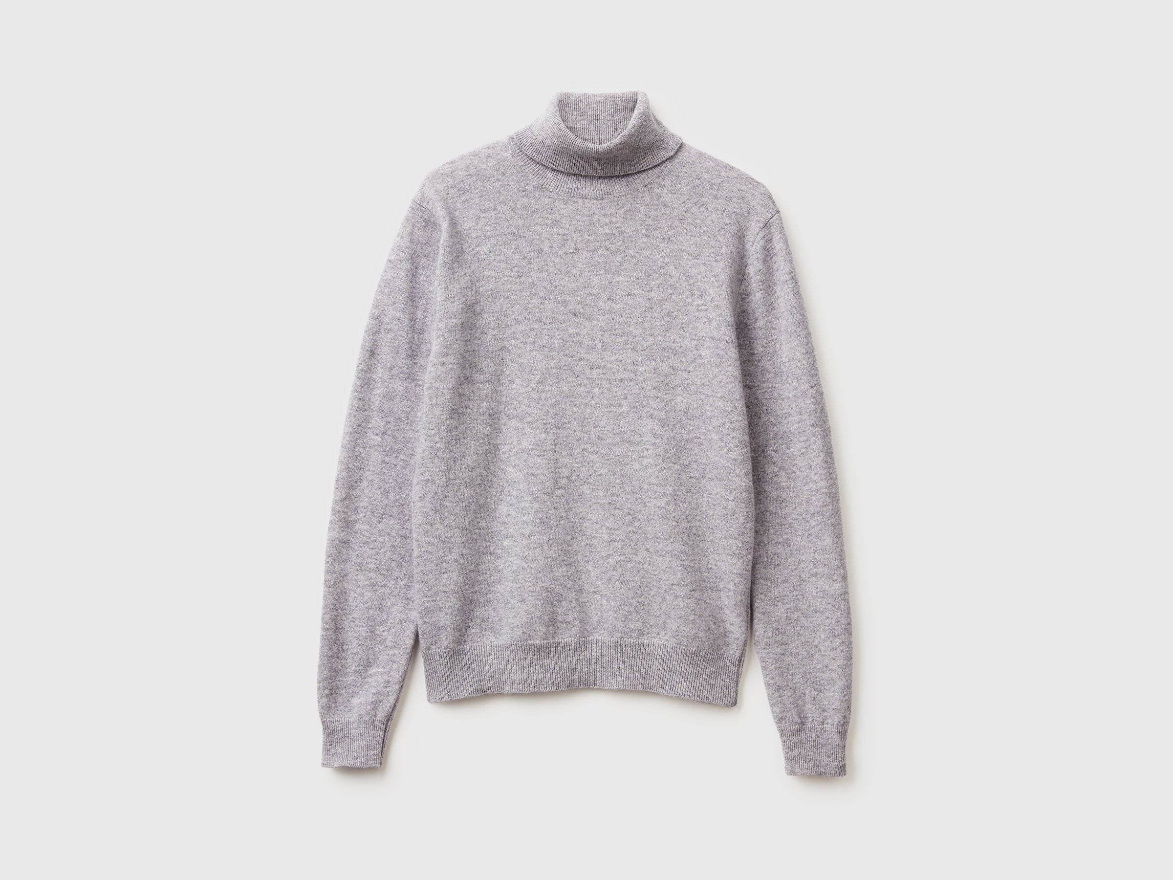Camisola de gola alta cinza mélange em pura lã Merino - ucb_image_FS
