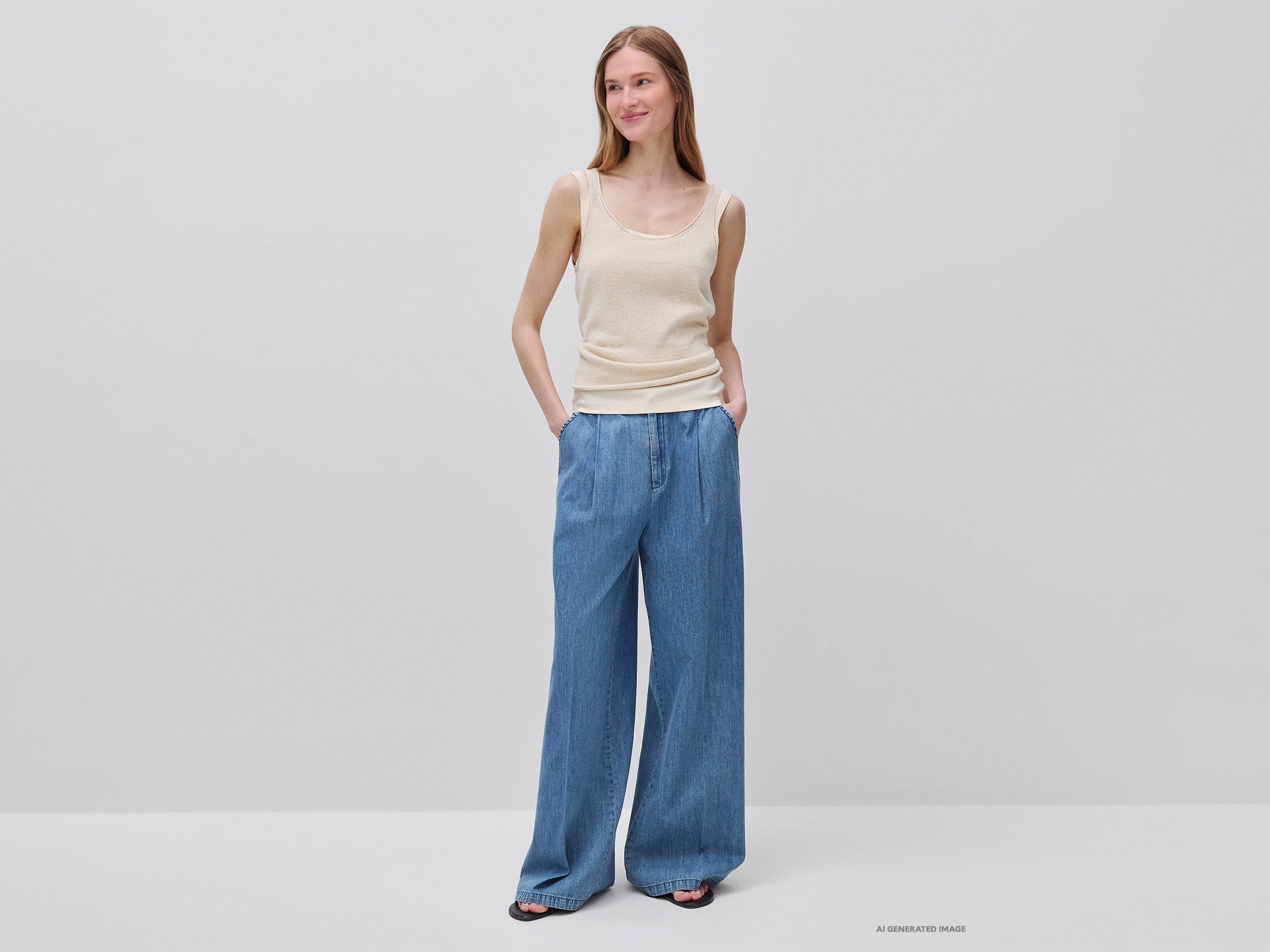 Calças wide fit em denim - ucb_image_FY