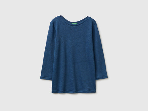 Boat-neck T-shirt in pure linen - ucb_image_FS