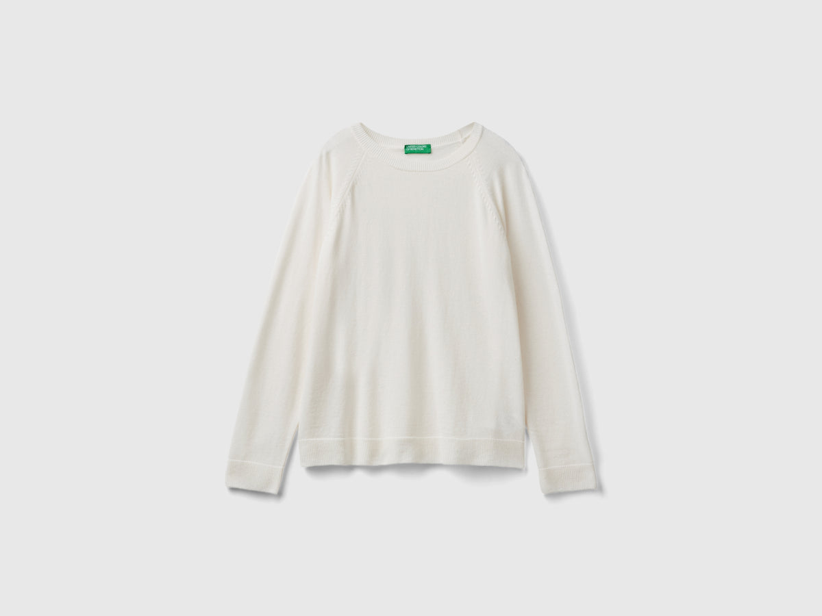 Camisola de gola redonda nata em mistura de lã e caxemira - ucb_image_FS
