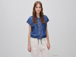 Veste sans manches en chambray