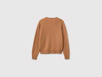 Camisola decote em V cor camel em pura lã Merino - ucb_image_BS