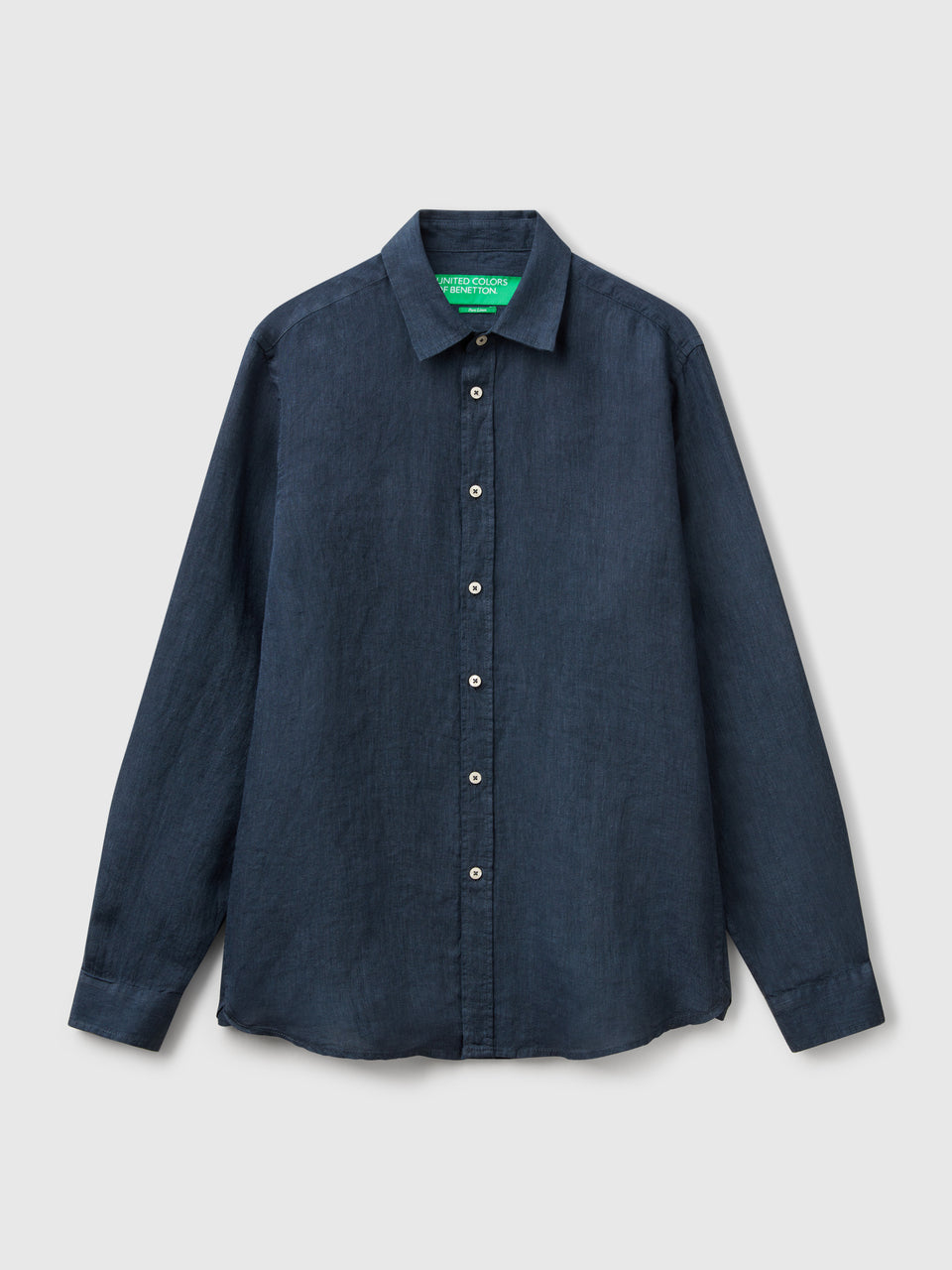 Camisa azul-escuro padrão em linho puro - ucb_image_FS
