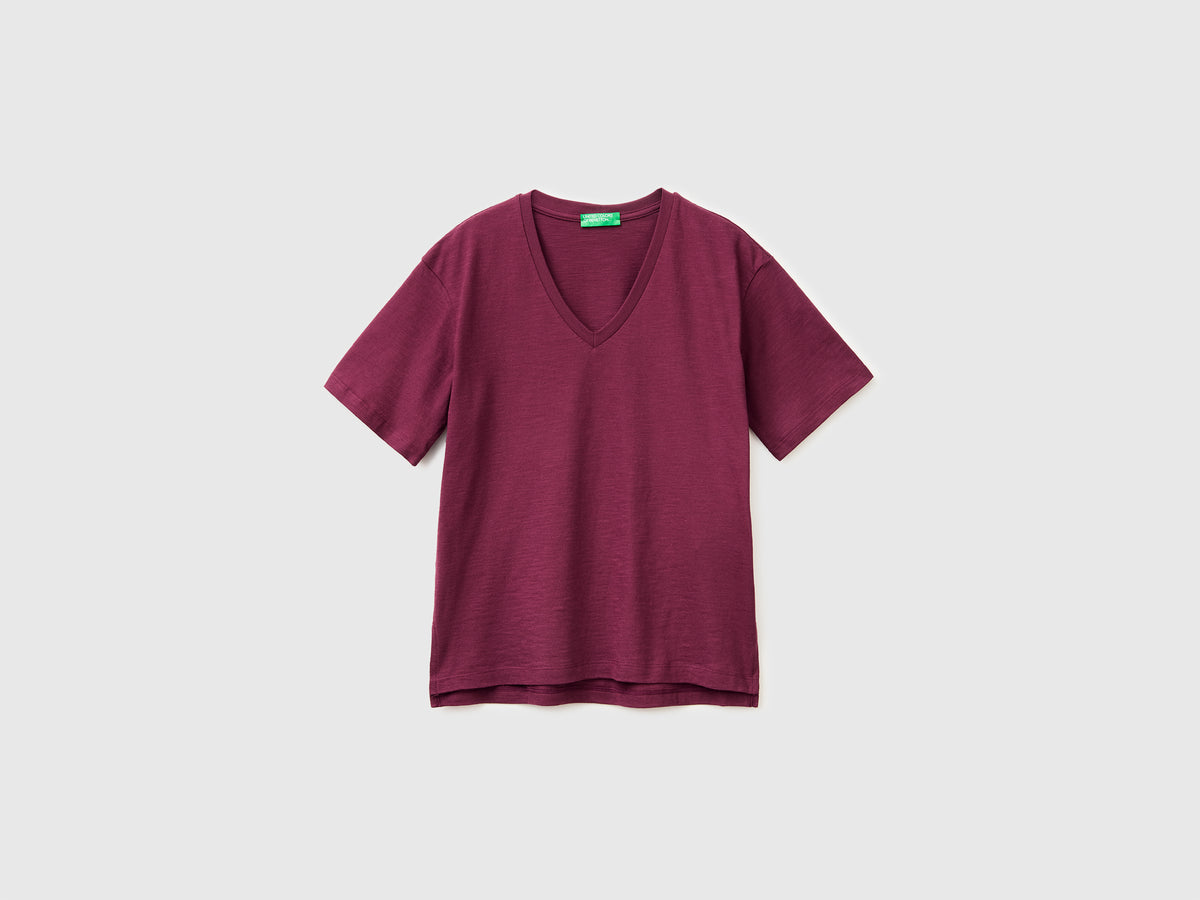 T-shirt decote em V em algodão leve - ucb_image_FS