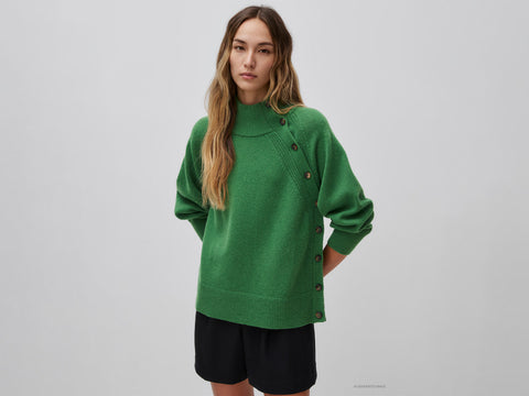Camisola de gola alta com botões 100% lã - ucb_image_F