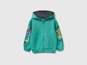 Oversized-Sweatshirt mit Reißverschluss und Aufdrucken