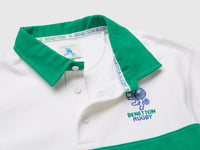 Polo branco e verde Benetton Rugby em algodão orgânico - ucb_image_DS1