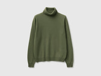 Camisola de gola alta verde militar em pura lã Merino - ucb_image_FS