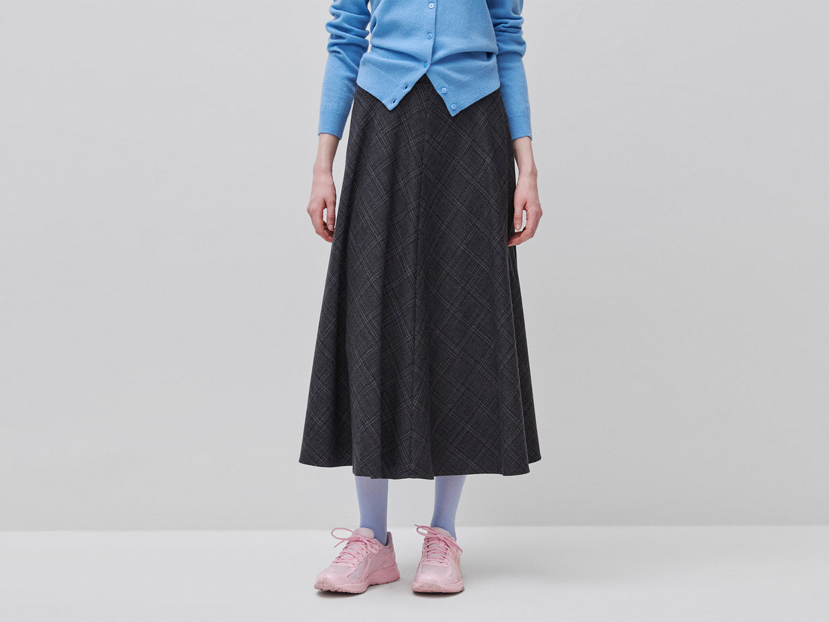 Saia comprida tartan em viscose mista - ucb_image_F