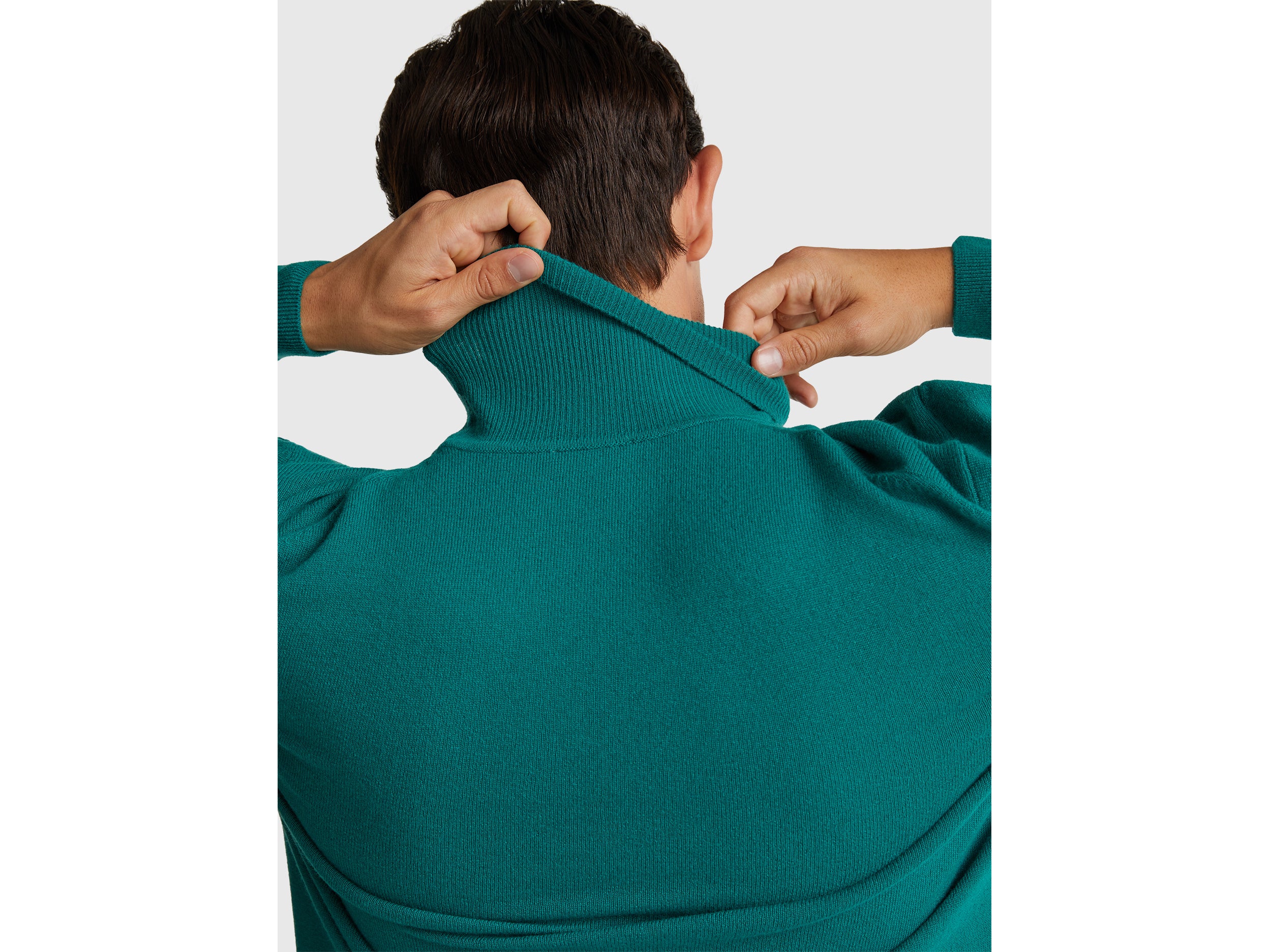 Camisola de gola alta verde floresta em pura lã Merino - ucb_image_FY