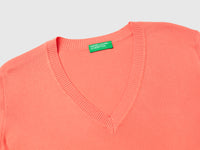 Dark blue V-neck sweater in tricot cotton - ucb_image_DS1