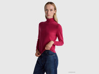 Camisola de gola alta fúcsia em pura lã Merino - ucb_image_F