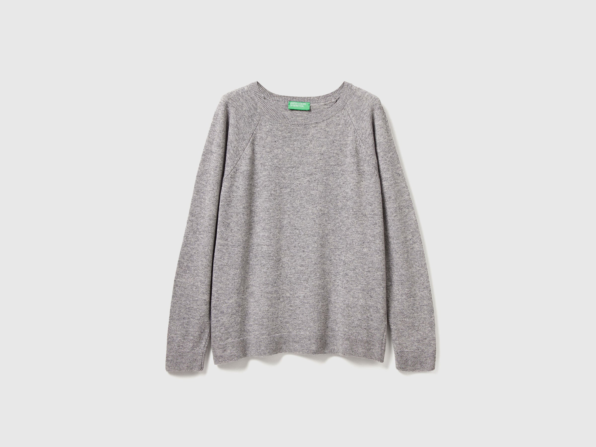 Camisola de gola redonda cinza mélange em mistura de lã e caxemira - ucb_image_FS