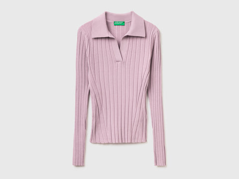 Ribbed sweater with polo collar - ucb_image_FS