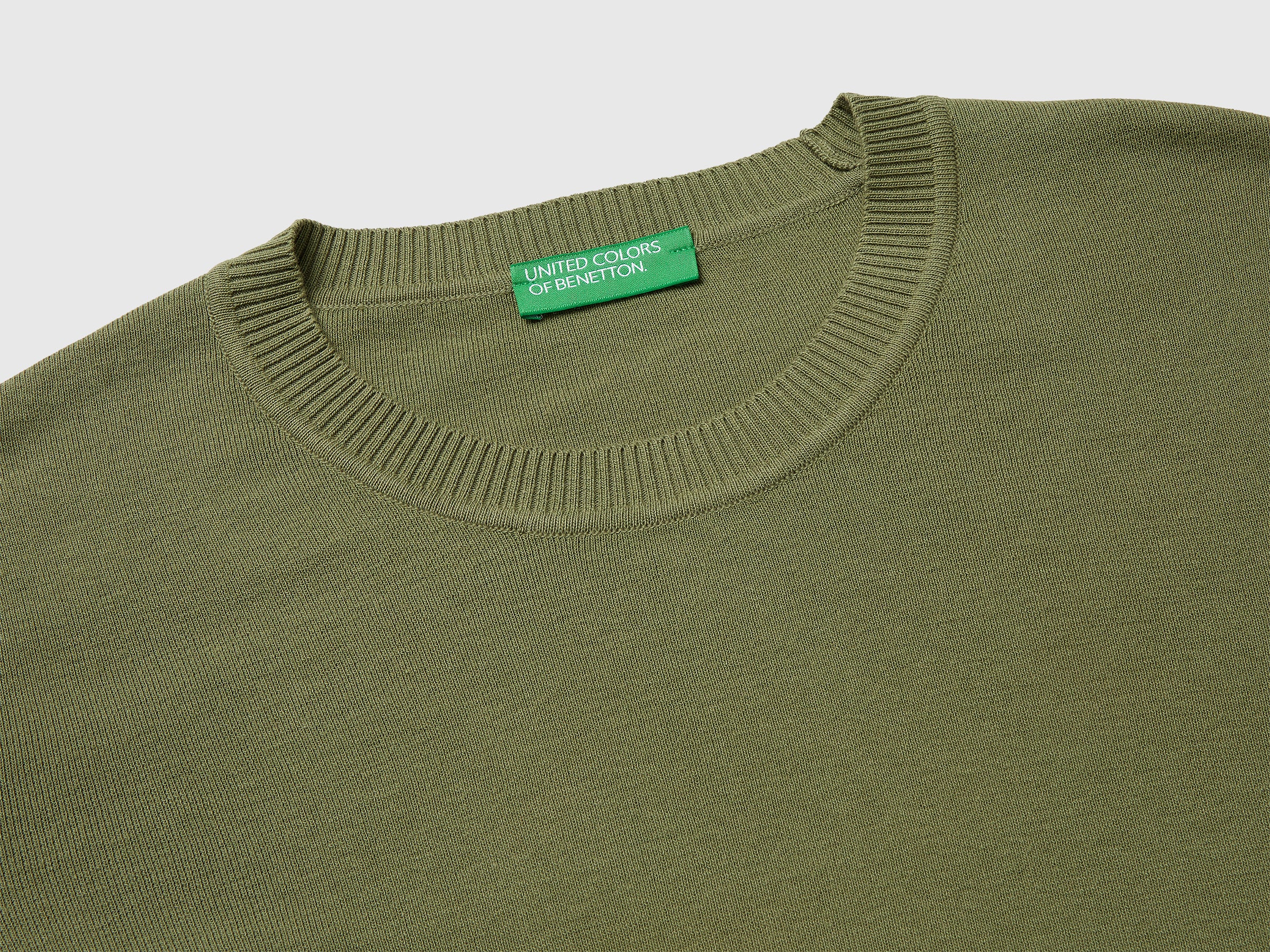 Olive green sweater in tricot cotton - ucb_image_DS1