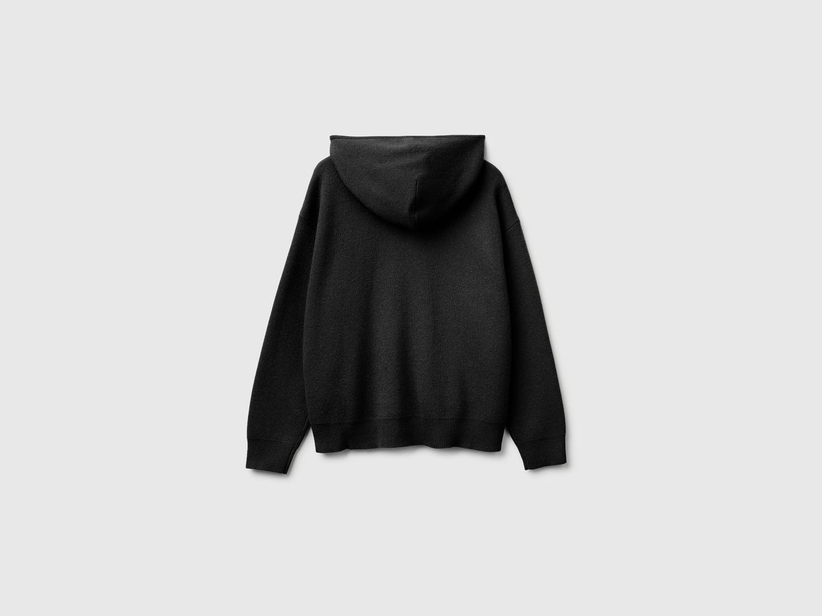 Camisola com fecho de correr e capuz em mistura de lã e caxemira - ucb_image_BS