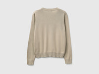 Camisola bege em algodão tricot com decote em V - ucb_image_BS