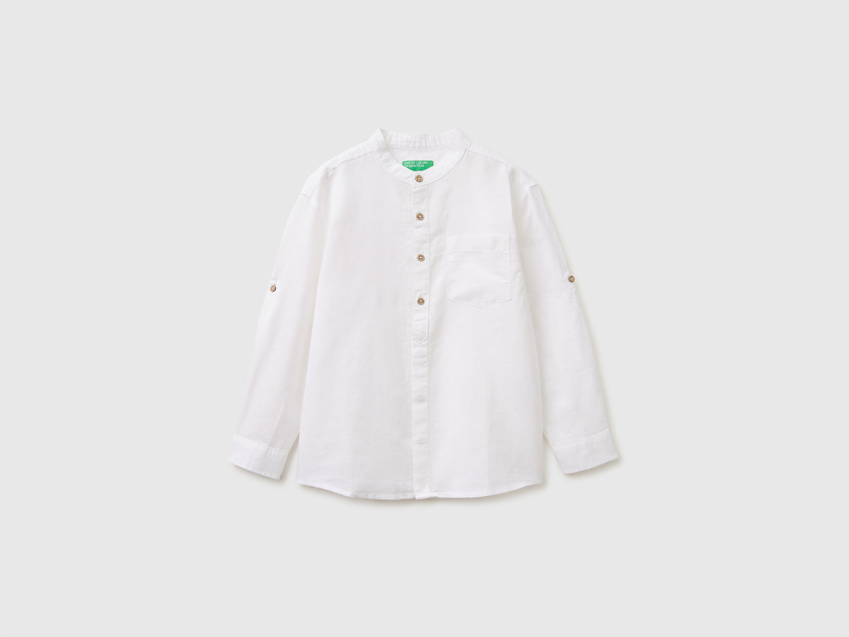 Linen blend mandarin collar shirt - ucb_image_FS
