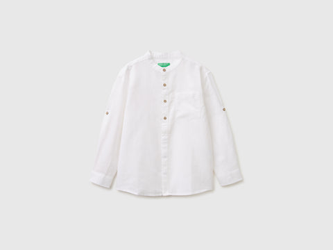 Linen blend mandarin collar shirt - ucb_image_FS