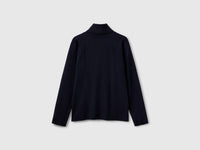 Midnight blue turtleneck sweater in cashmere and wool blend - ucb_image_BS