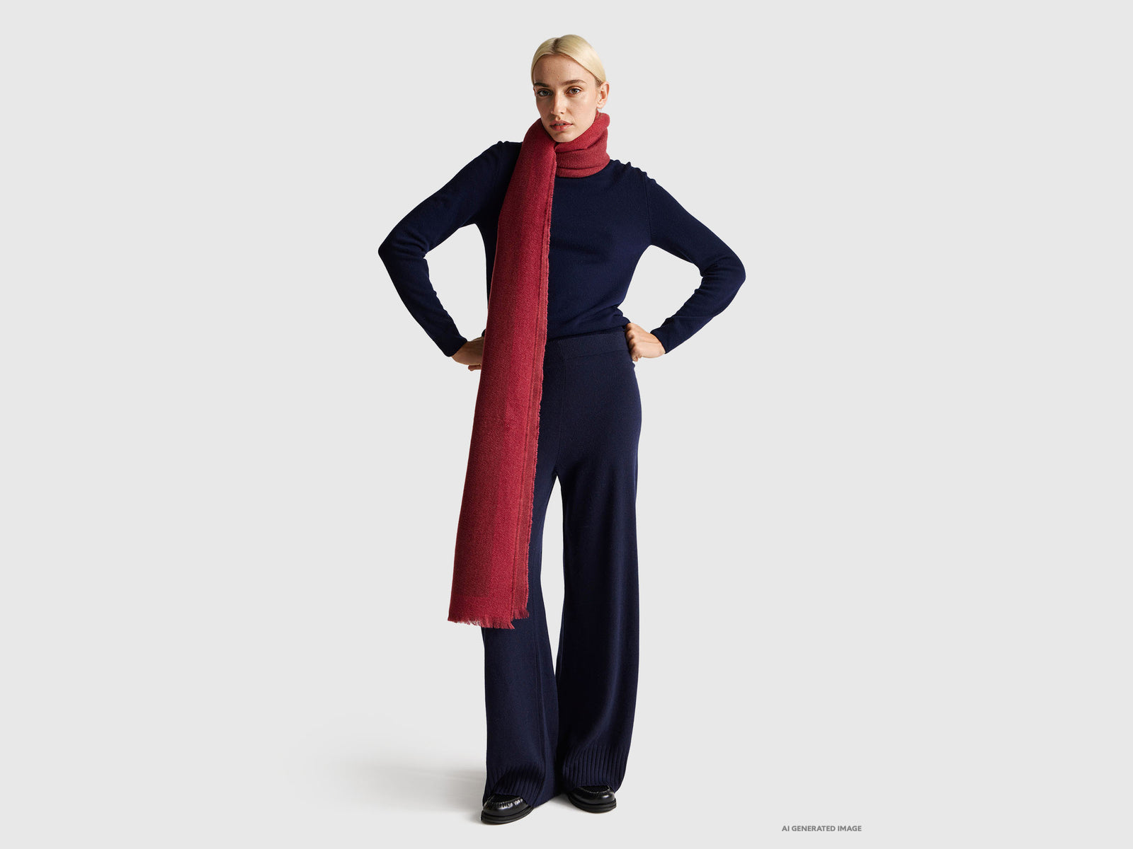 Camisola de gola alta azul-escuro em pura lã Merino - ucb_image_FY
