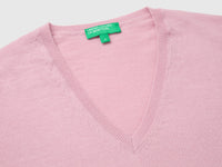 Camisola decote em V lilás em pura lã Merino - ucb_image_DS1